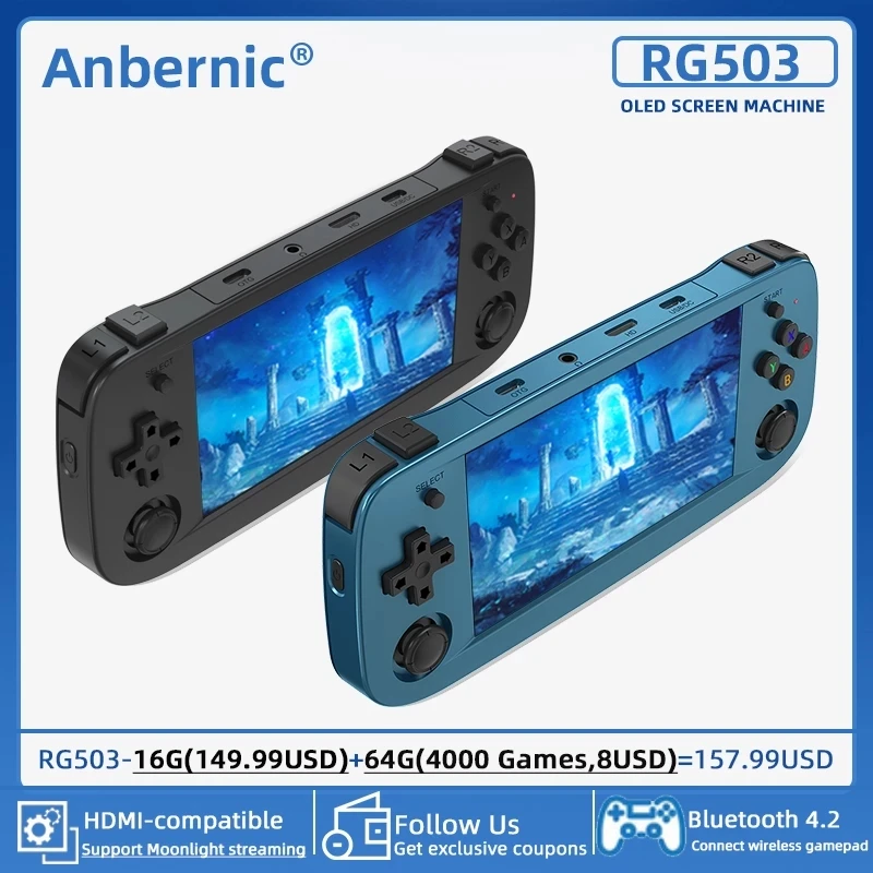 

Anbernic RG503 Retro Handheld Video Game Console 4.95-inch OLED Screen Linux System Portable Game Player RK3566 Bluetooth 5G Wif