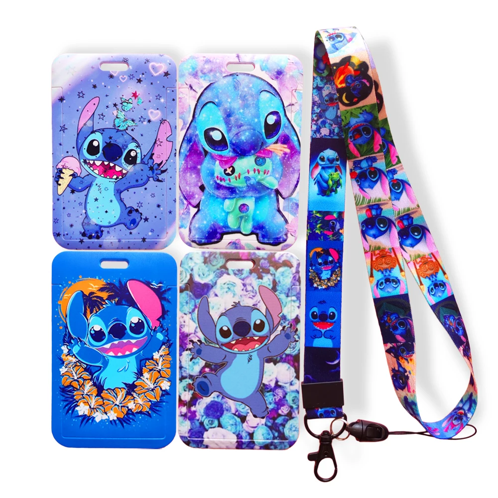 Держатель для кредитных карт Disney Stitch, шнурок для детей, идентификационная карта для женщин, ремень на шею, оптовая продажа на заказ