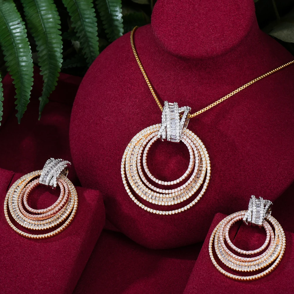 Женское роскошное ожерелье Siscathy, изысканное циркониевое колье, серьги, цепочка для свитера, аксессуар для вечеринки