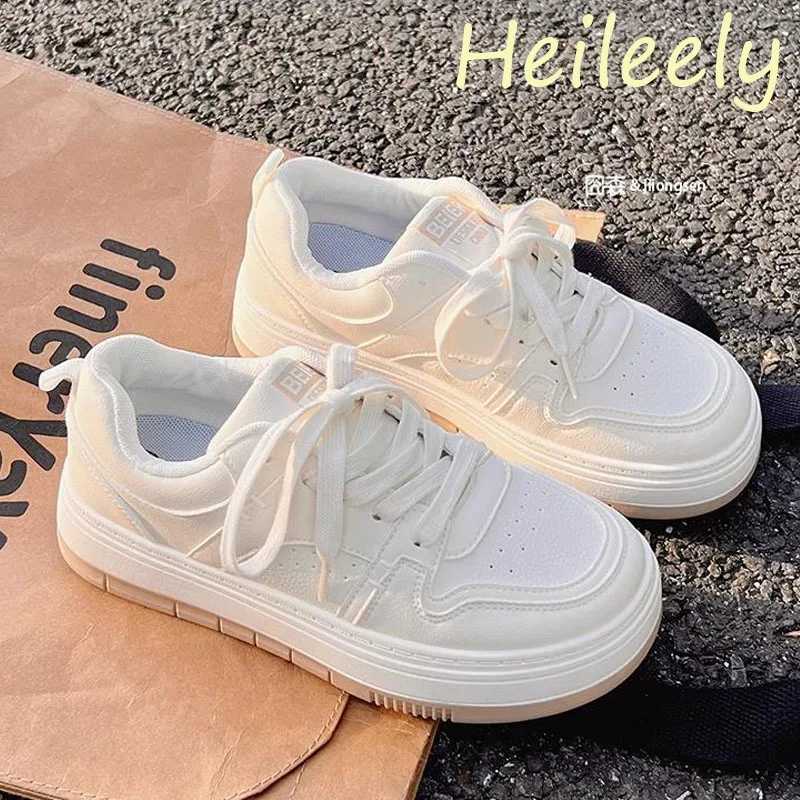 

3.5cm Rubber Buttom New Fashion Platform Flats Shoes Bandage Casual Women White Sneakers 39 40