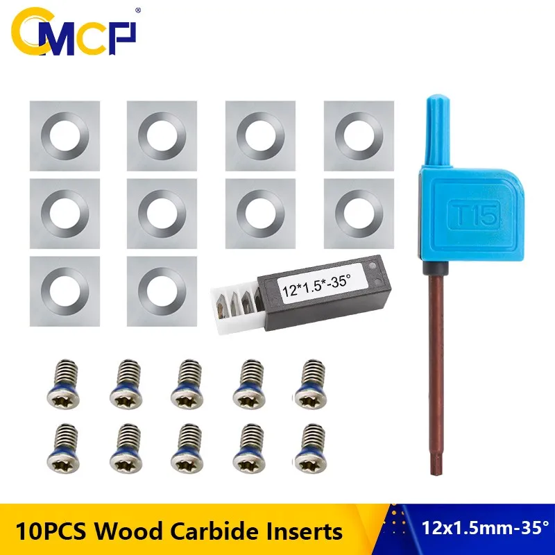 

Carbide Insert 12mm 10pcs 12x12x1.5mm 35 Degrees Square Corners Insert Blade for Wood Lathe Turning Tool Helical Planer Cutter