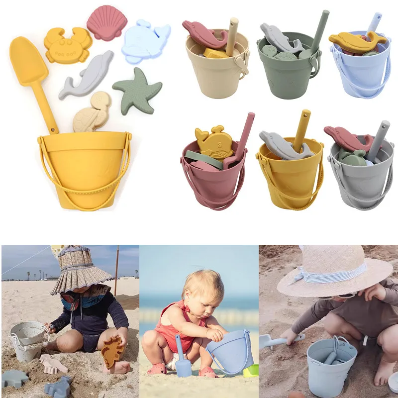 Силиконовые пляжные игрушки, набор инструментов для детского песка, летние водные игры, детские забавные игры, форма с милыми животными, мяг...