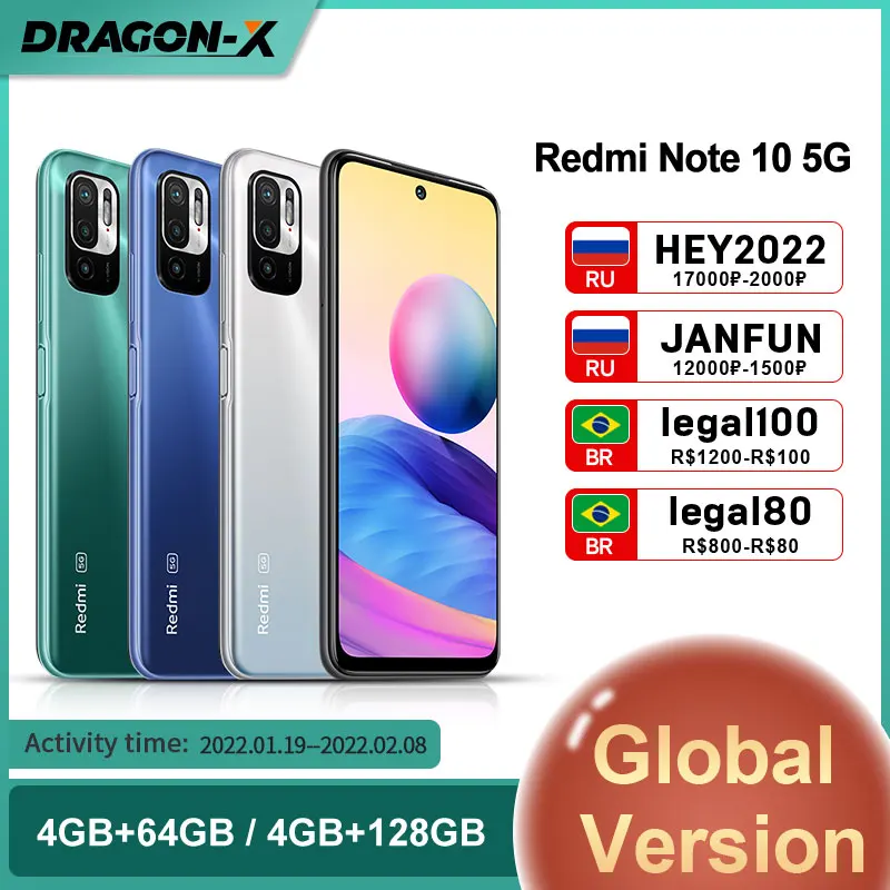 

Глобальная версия смартфона Xiaomi Redmi Note 10 5G NFC 4 Гб 64 ГБ/4 ГБ 128 ГБ 48 МП камера Dimensity 700 5000 мАч 90 Гц