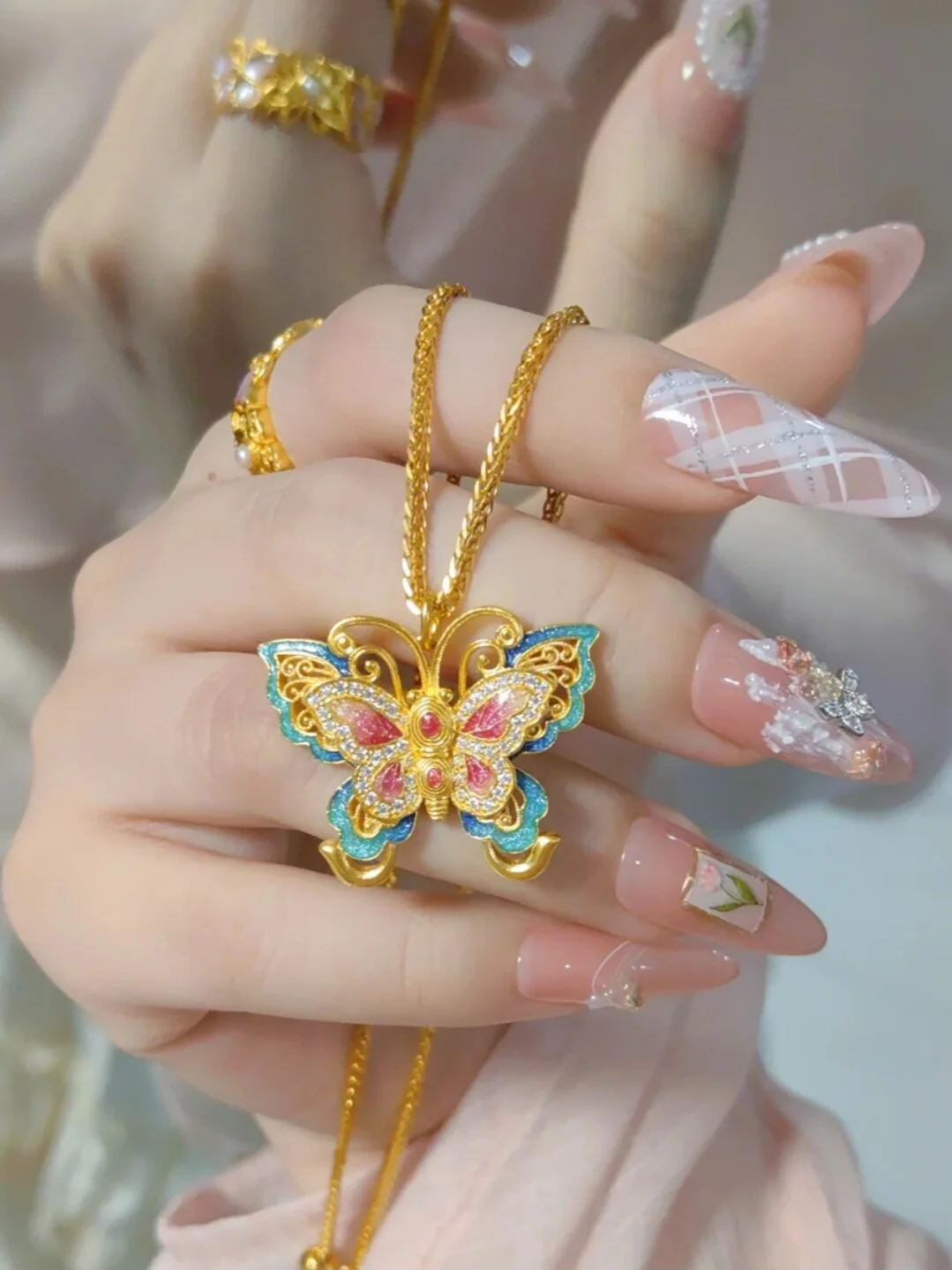 Новый китайский сле древняя эмаль цвет горящего синего золота шелковый