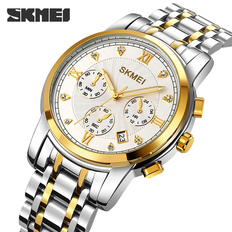 

SKMEI Men Watch Stainless Steel Top Quailty Luxury Brand Quartz Watch Mens Sport Date Waterproof Wristwatch Relogio Masculino