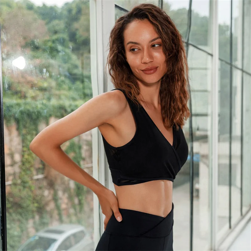 

Sports Bra Women Anti-shock Gathered Mesh Beauty Back Underwear Running Fitness Sports Bra Yoga Tank Top