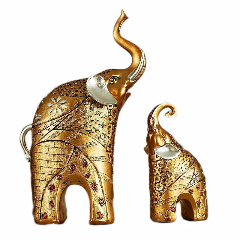 

Resin Lucky Elephant Statue Home Decoration Accessories Living Room Study Elephant Ornaments Animal Figurines Wedding Gifts