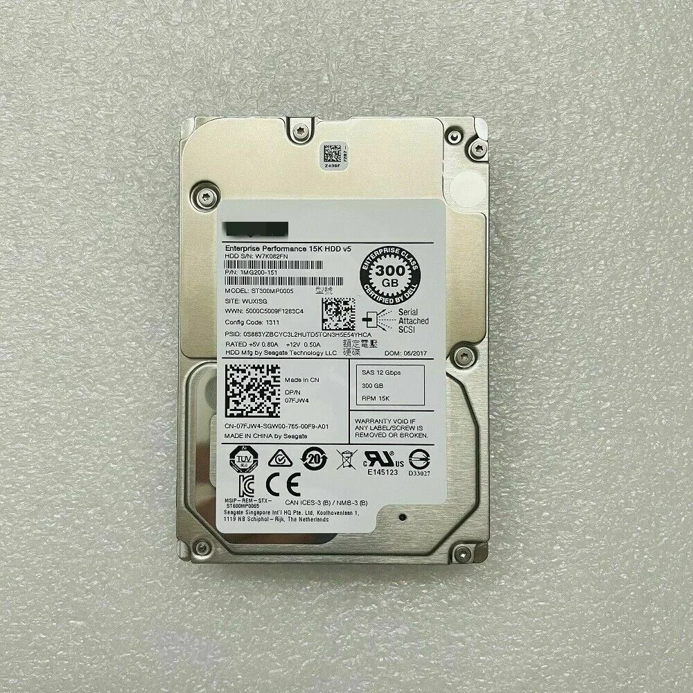 

FOR Dell ST300MP0005 07FJW4 300GB 15000RPM 15K 12Gb/s 2.5" SAS Hard Drive HDD