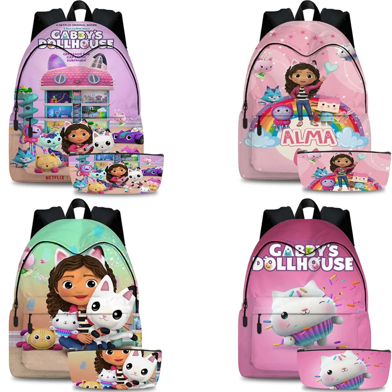 

Детский рюкзак для кукольного домика, милый мультяшный модный рюкзак для мальчиков и девочек Knapk Gabby с кошками, школьные ранцы для студентов, повседневный Ruckk