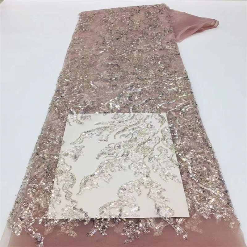 

French Tulle Sequins Lace Fabric 2022 High Quality African Net Lace Nigerian Lace Fabrics For Wedding Party Sewing xx16-64