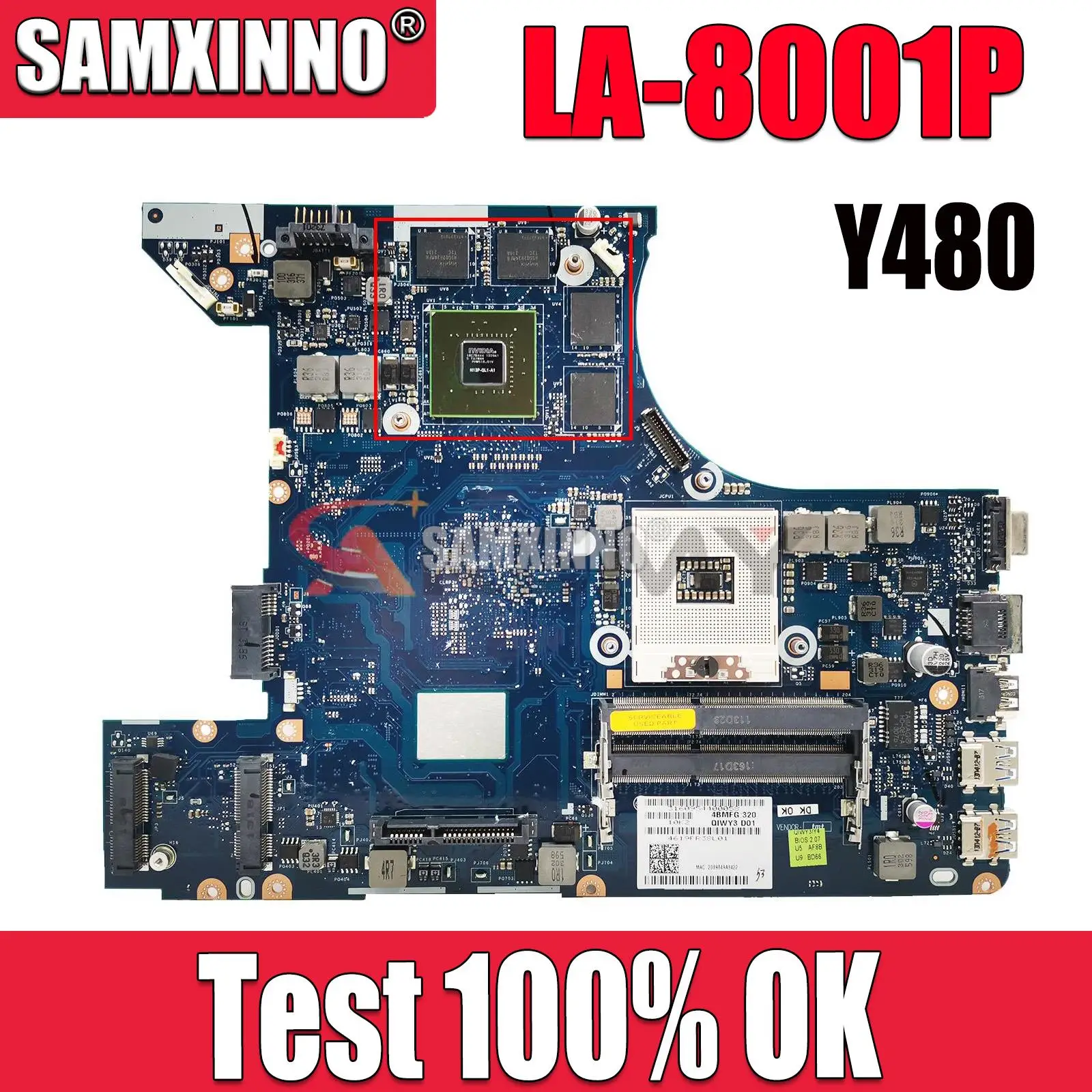 

LA-8001P для Lenovo Y480N Y480M Y480 материнская плата для ноутбука PGA989 HM77 GPU GT640M 2 ГБ 100% тестовая работа