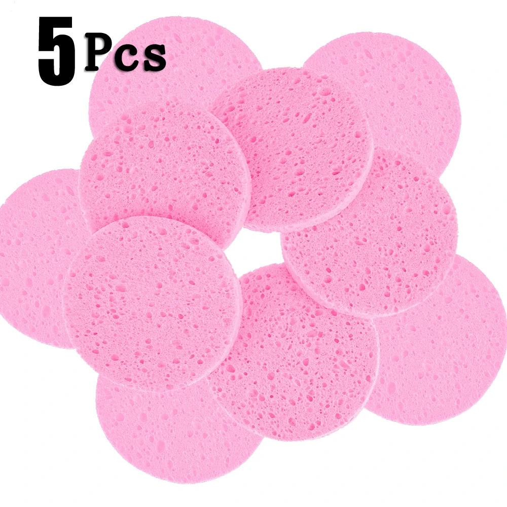 

5Pcs Compress Puff 6/7/8/9/10cm Face Wash Pad Cleanup Exfoliator Soft Makeup Flutter Portable Pink Cleansing Sponge Skin Care