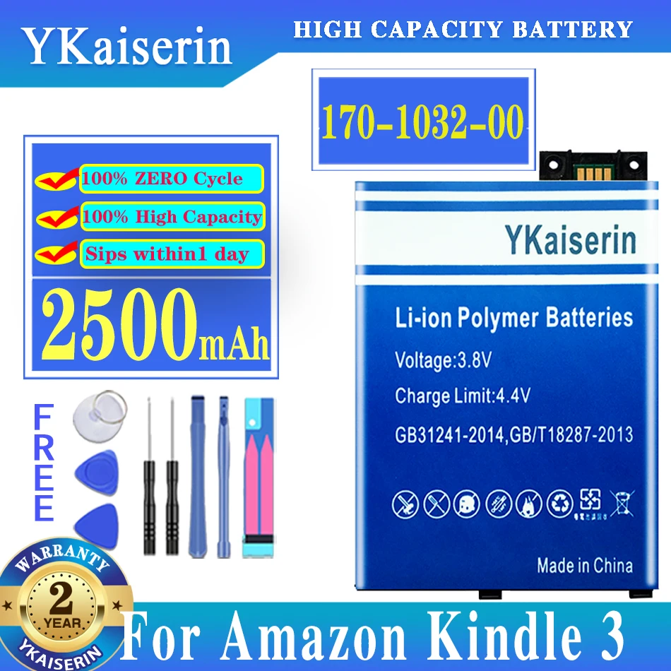 

YKaiserin New Battery For Kindle 3 III Kindle3 Keyboard EReader D00901 Graphite 170-1032-00/FS249 2500mAh Li-ion Battery