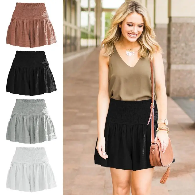 

Waist Pleated Skirt Women's Cotton Casual Short Sweat-Absorbent Spring and Summer Clothes for Travel Dating Party Daily Beach