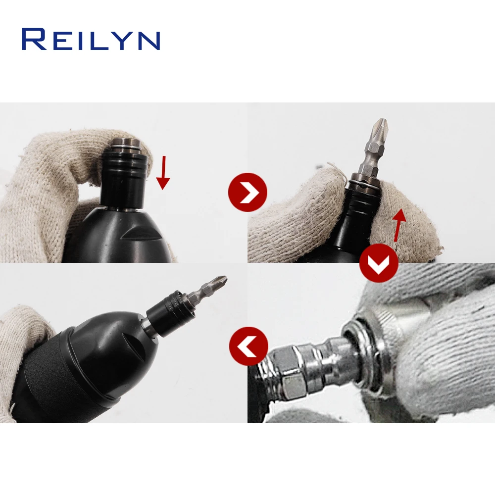 Пневматическая отвертка Reilyn 14 с прямой рукояткой, 11000 обмин, для установки мебели, ремонта бытовой техники, промышленного класса. (art.: 3920dd2993fbb) - 3920dd2993fbb