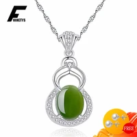 ethnic style women necklace 925 silver jewelry oval shape created emerald zircon gemstone pendant for wedding promise ornaments