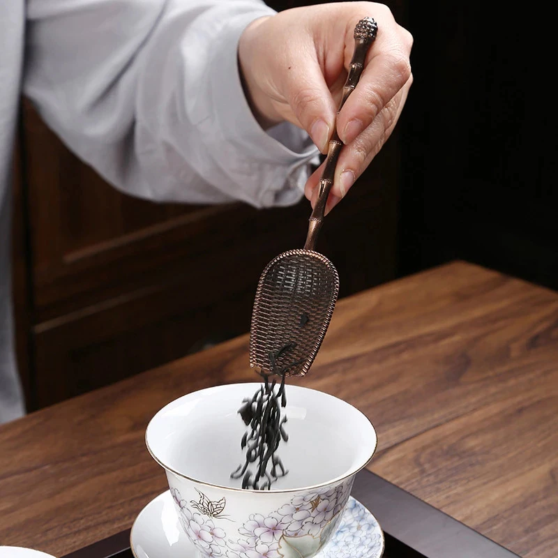 

Shovel Shape Tea Spoons Retro Chinese Style Copper Sugar Salt Coffee Spoons For Kitchen Kongfu Tea Tools Gadgets Tea Accessories