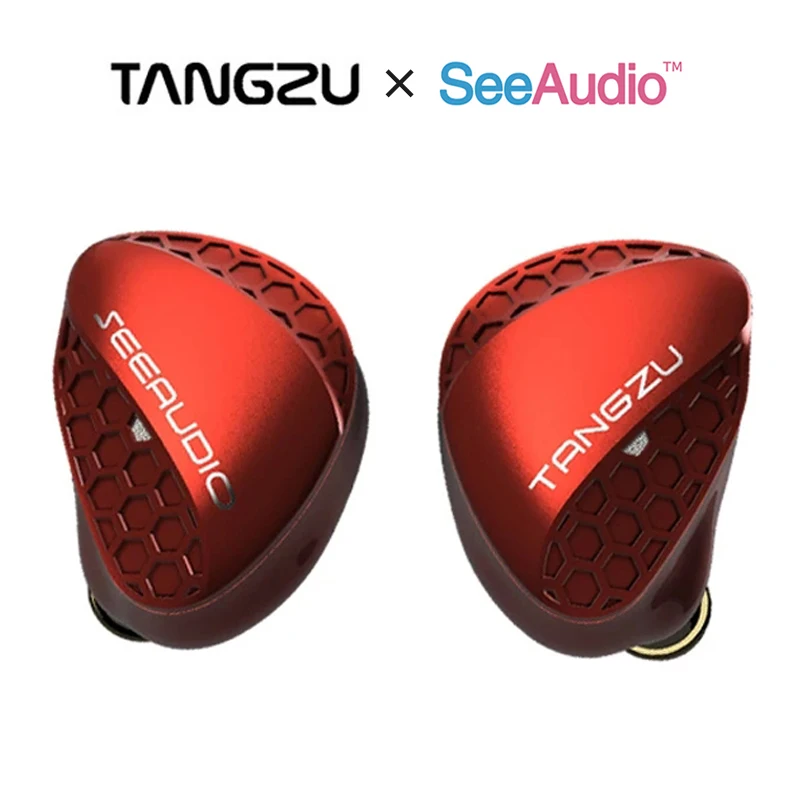 

Наушники TANGZU SeeAudio SHIMlN Ll Red ENCOUNTER EDITION, Hi-Fi наушники 10 мм, динамический DD металлический ЧПУ, внутриканальный монитор IEM с 5N 2-контактным кабелем