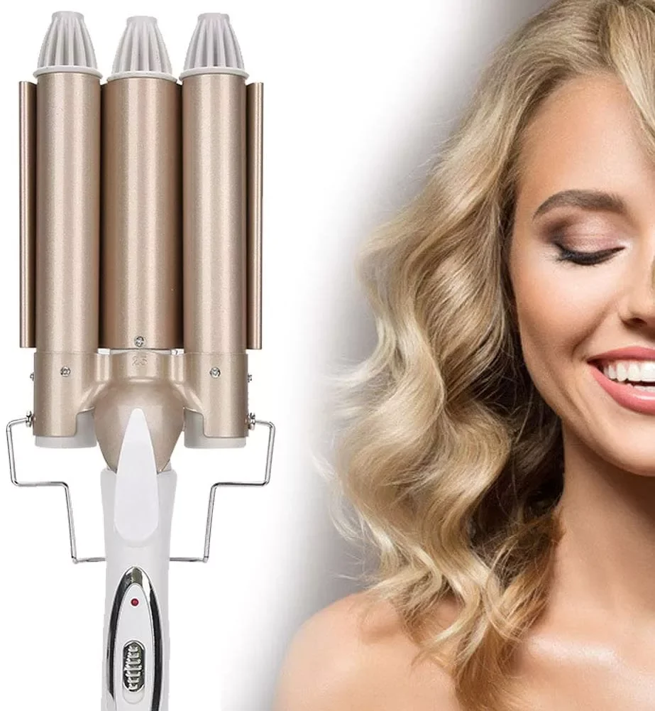 

NEW2023 3 Barrel Curling Iron Wand For Beachy/Frizz Free Waves Fast Heating Hair Curler Professional Triple Barrel Curl Styling