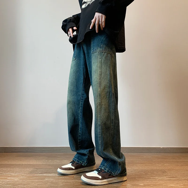 Blue Baggy Jeans Men Fashion Retro Casual Straight Jeans Men Japanese Streetwear Hip Hop Loose Denim Pants Mens Trousers M-3XL