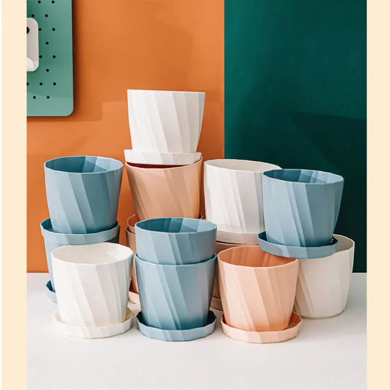 

Nordic Style Balcony Green Plant Lazy Flower Pot Succulent Potted Gardening Flowerpot Thickened Resin Plastic Flowerpot