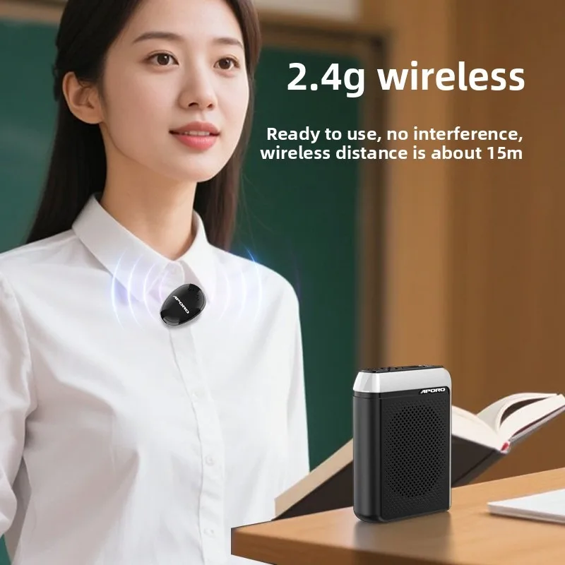 Фото Беспроводной мегафон APORO-T18mini с креплением-клипсой, 2.4G - усилитель звука с длительным временем работы от батареи для учителей и экскурсоводов. №4