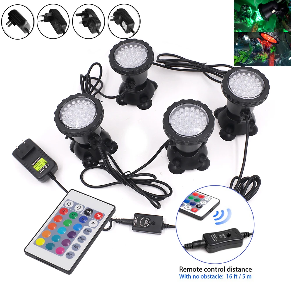 

LED Underwater Light IP68 Waterproof 36 LEDs RGB Underwater Spot Light for Swimming Pool Fountains Pond Water Garden Aquarium