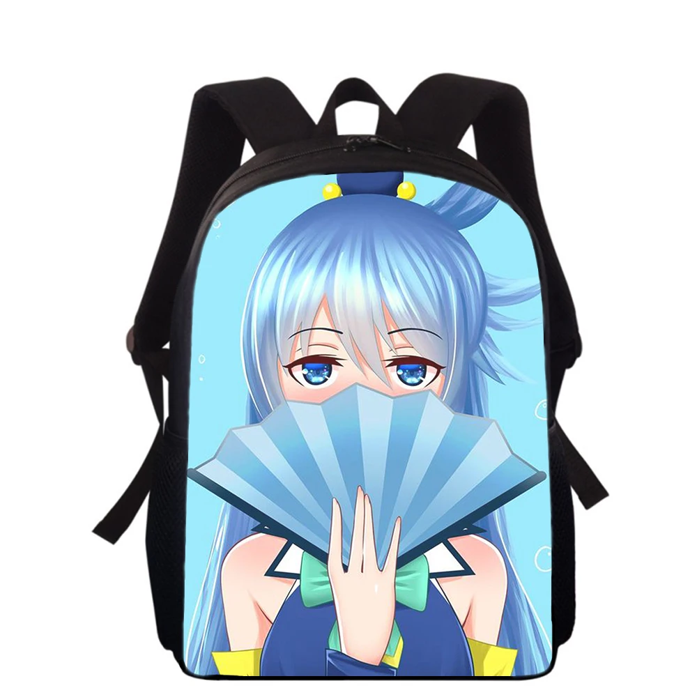 Konosuba Aqua cute Anime 15” 3D Print Kids Backpack Primary School Bags for Boys Girls Back Pack Students School Book Bags