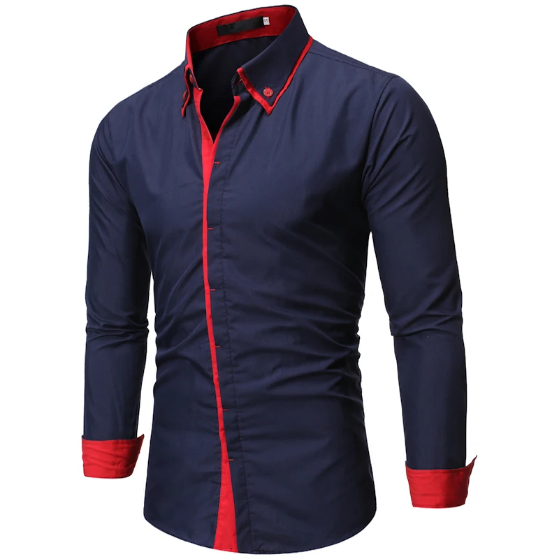 Mens Casual Button Down Shirts Dress Shirts Solid Business Shirts