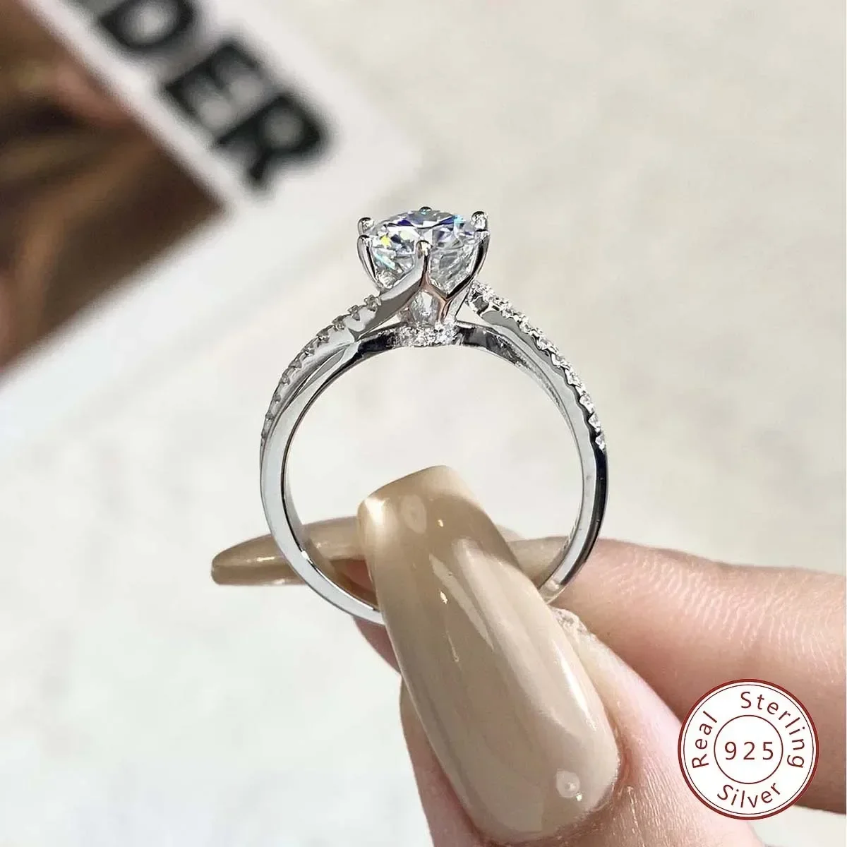 1CT красочные кольца с бриллиантами из муассанита для женщин GRA сертифицированное