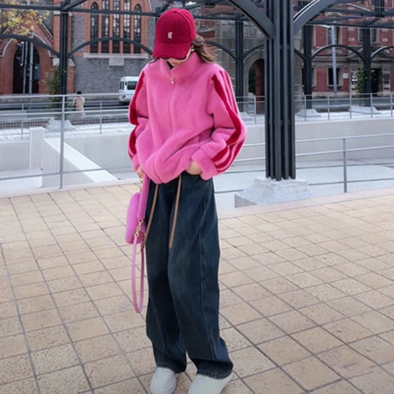 2024 Новая спортивная бейсбольная форма с воротником-стойкой короткая меховая