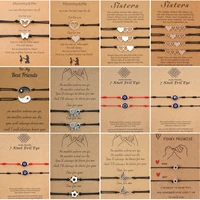 charmsmic doule heart sisters card bracelets best friendship forever stainless steel handmade braided birthday gift jewelrys
