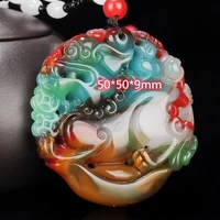 hot selling natural hand carved jade colorful agate brand necklace pendant fashion accessories men women luck gifts amulet for