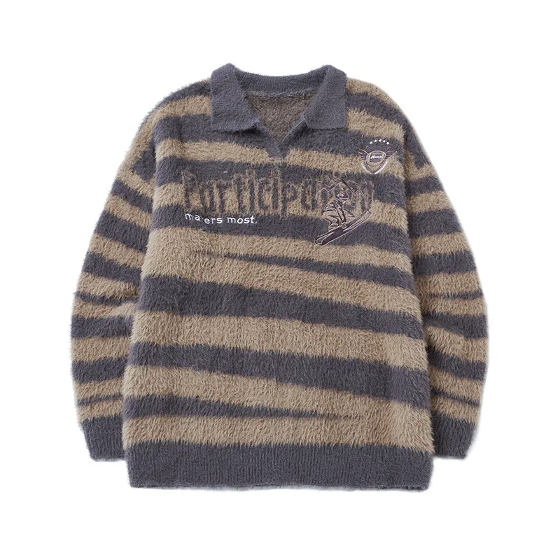 INF мужской винтажный плюшевый свитер-поло из норки осень/зима 2023 новый свободный