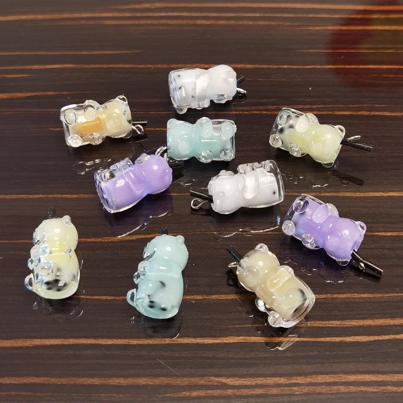 

10PCS 3D Bear Resin Pendant Charm Cobachon Embellishments Jewelry Handmade Craft Accessories DIY