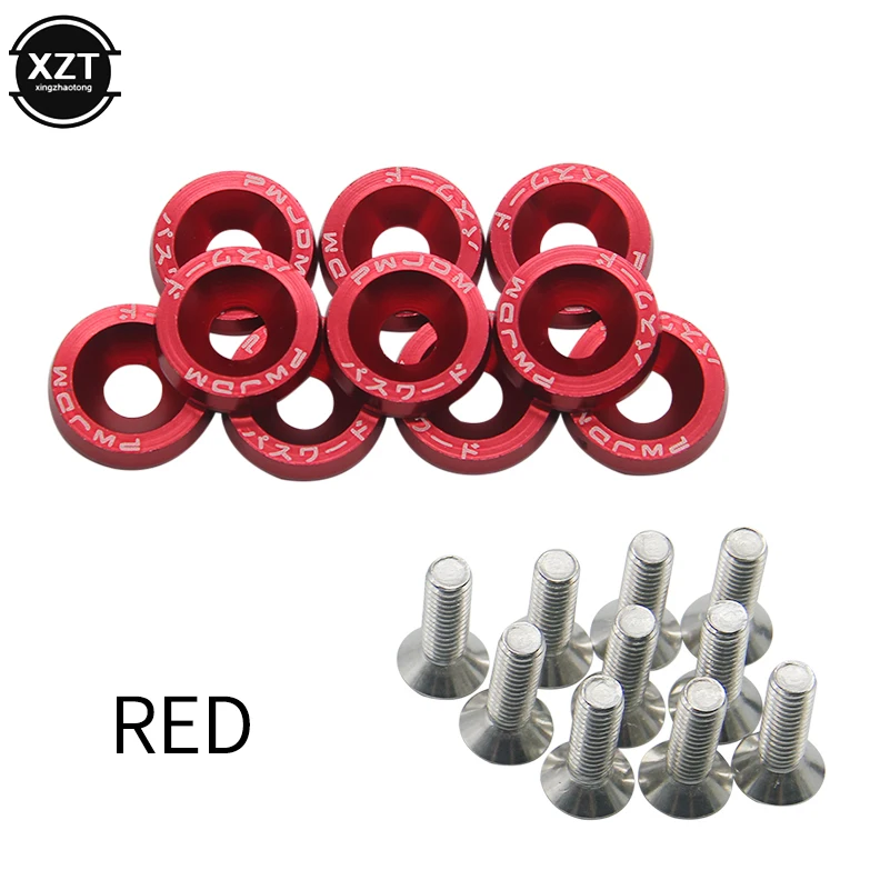 

Стайлинг автомобиля 10 шт. M6X20 мм Красный JDM болт алюминиевое крыло Бампер Шайба номерной знак Болт двигатель отсек винт комплект заготовки