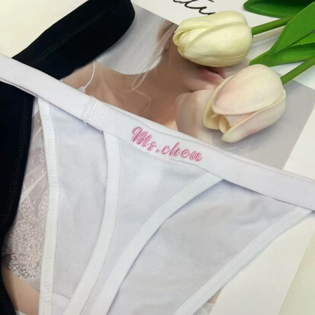 Женские стринги Танга с вышивкой имени женские сексуальные хлопковые