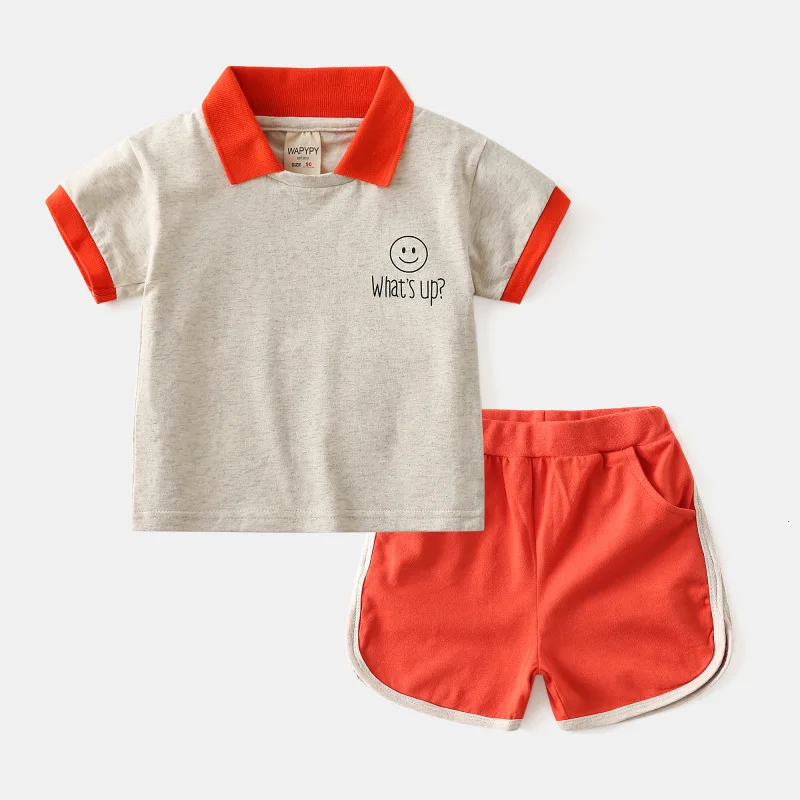 Fashion Boy Baby Sets Casual Clothing Summer Outfits Short sleeves Lapel T-Shirts+Shorts 2PCS Suits Kids Boys Tracksuit for 1-6Y