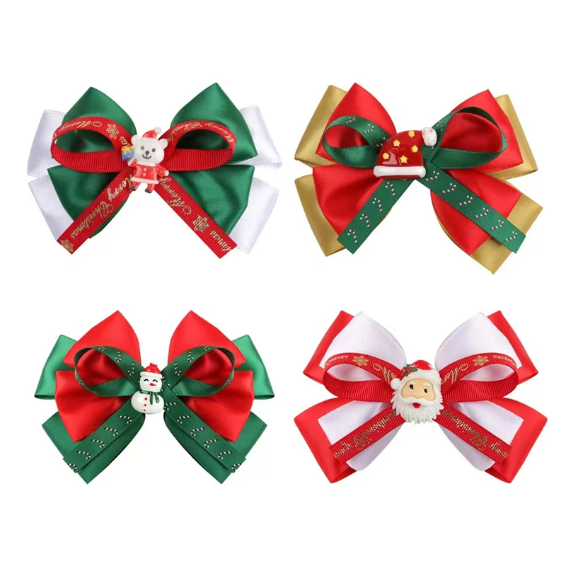 

10 шт./лот рождественские банты для волос заколка для волос для девочек корсажные ленты банты заколки для волос с рождественскими аксессуара...