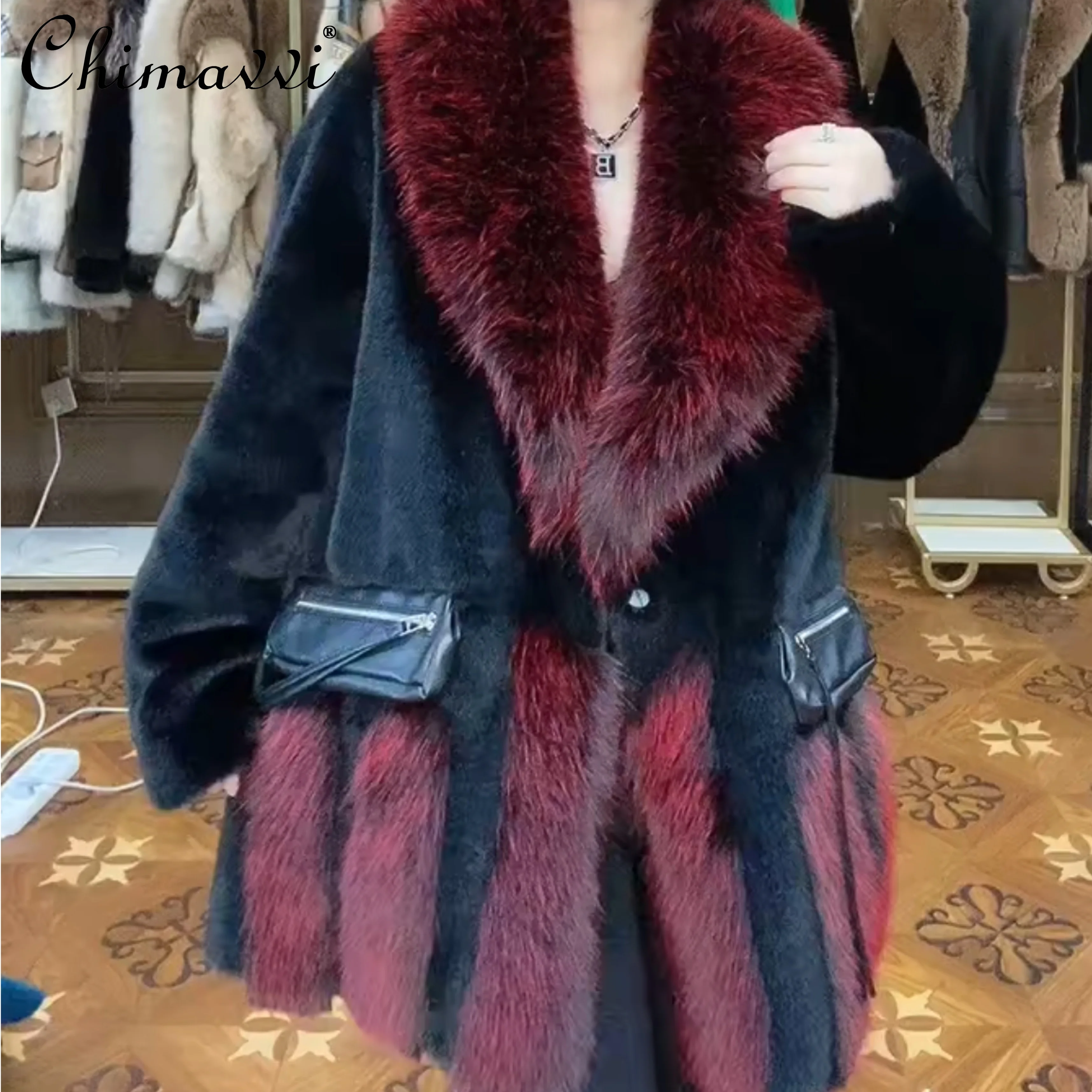 High-End Fur Long Sleeve Women's Toka Double Face Wool Leather Fur Coat Fashion Warm Heavy Leisure Elegant Jacket 2022 Winter