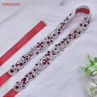 topqueen s82 bridal ruby decorative belt for wedding evening dress accessories female woman fashion belts silver rhinestones