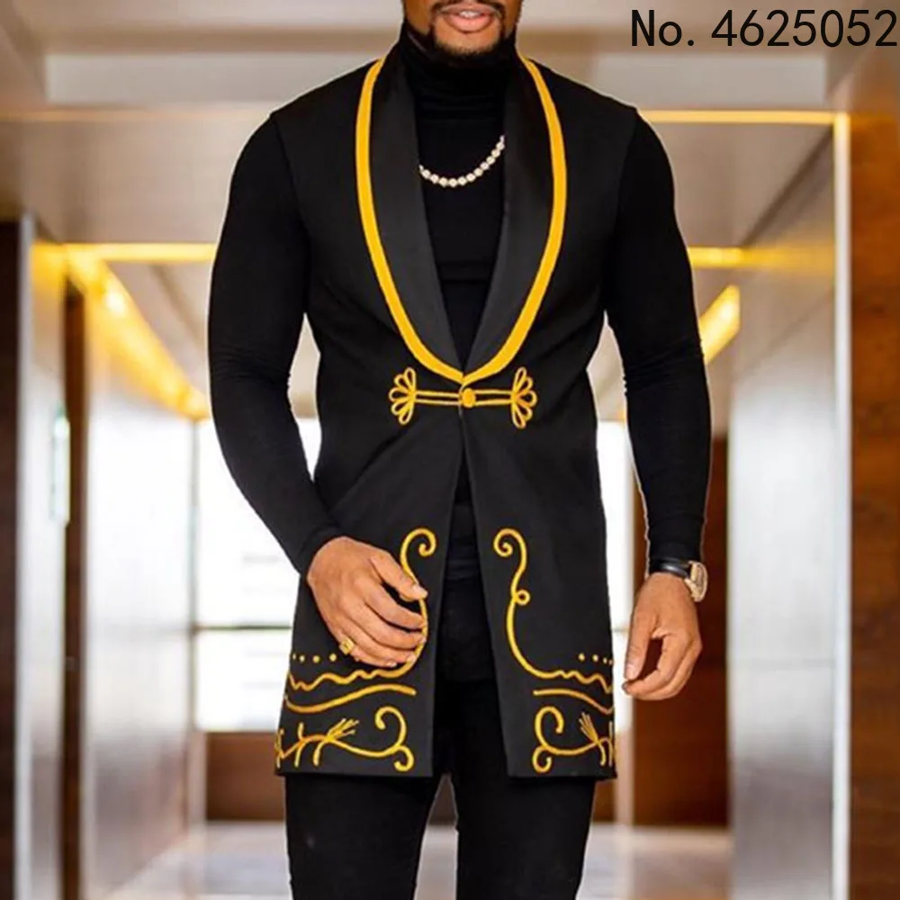

New Fashion 2023 Men Africa Suit Vest Clothing African Clothes Hip Hop Sleeveless Blazers Casual Dress Robe Africaine