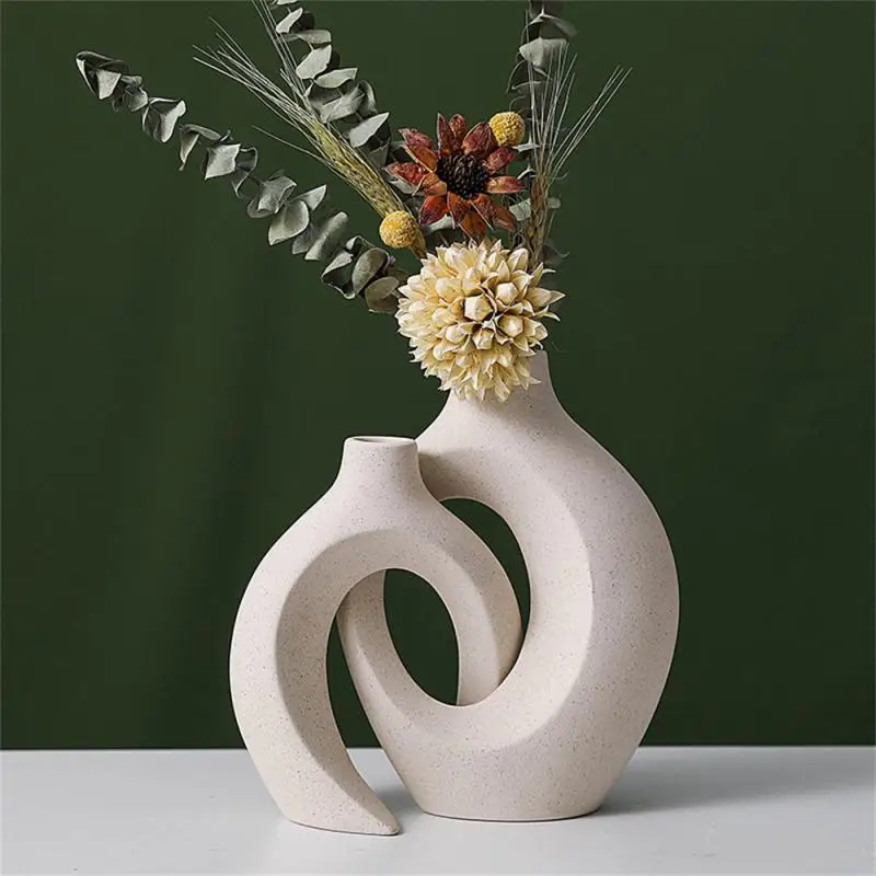 

CAPIRON Nordic Ceramic Interlock Vase Bridal Shower Wedding Boyfriend Gift Girlfriend Pampas Grass Living Room Home Decoration