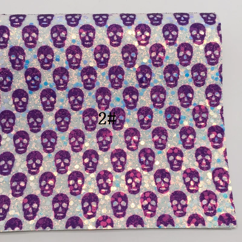 LEOsyntheticoDIY Хэллоуин печать черепа крупный Блестящий винил ткань лист фетр
