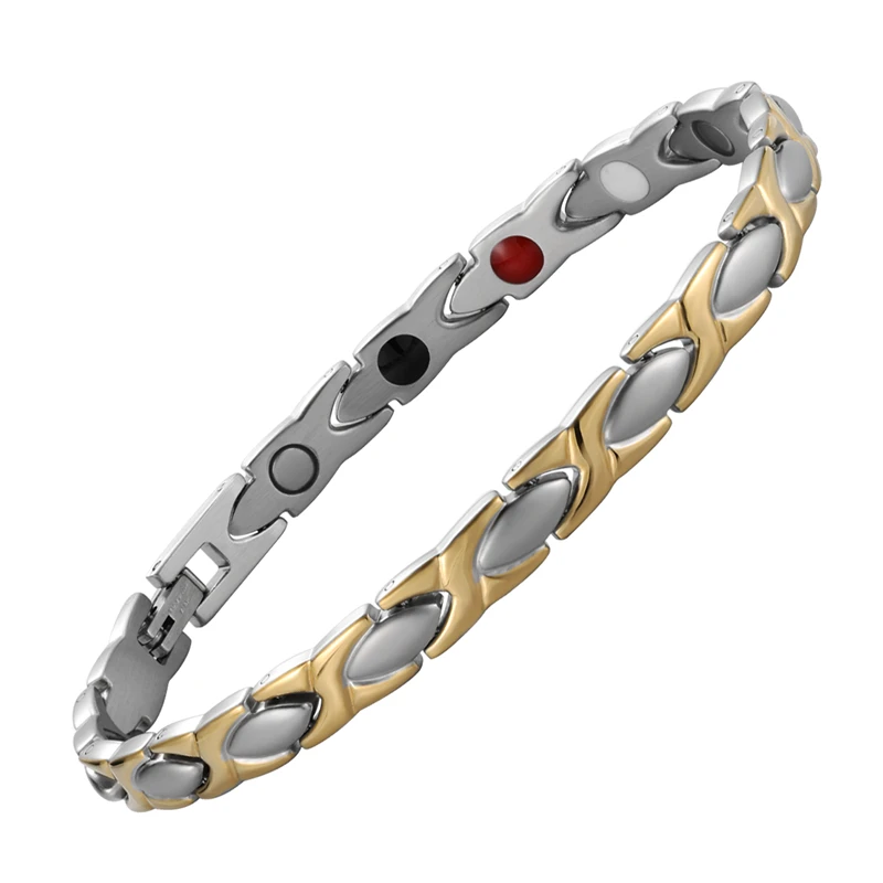 

4in1 Bio Magnetic Germanium Bracelet for Women Health Care Negative ION FIR Magnet Charm Cuff Bracelets & Bangles Unisex