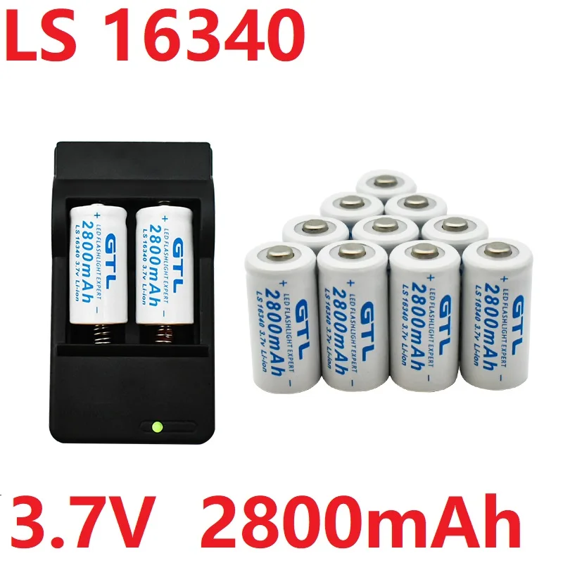 

Литий-ионная аккумуляторная батарея LS 16340 3,7 в 2800 мАч + зарядное устройство CR123A, широко используемое в камерах, видеокамерах, средствах связи,