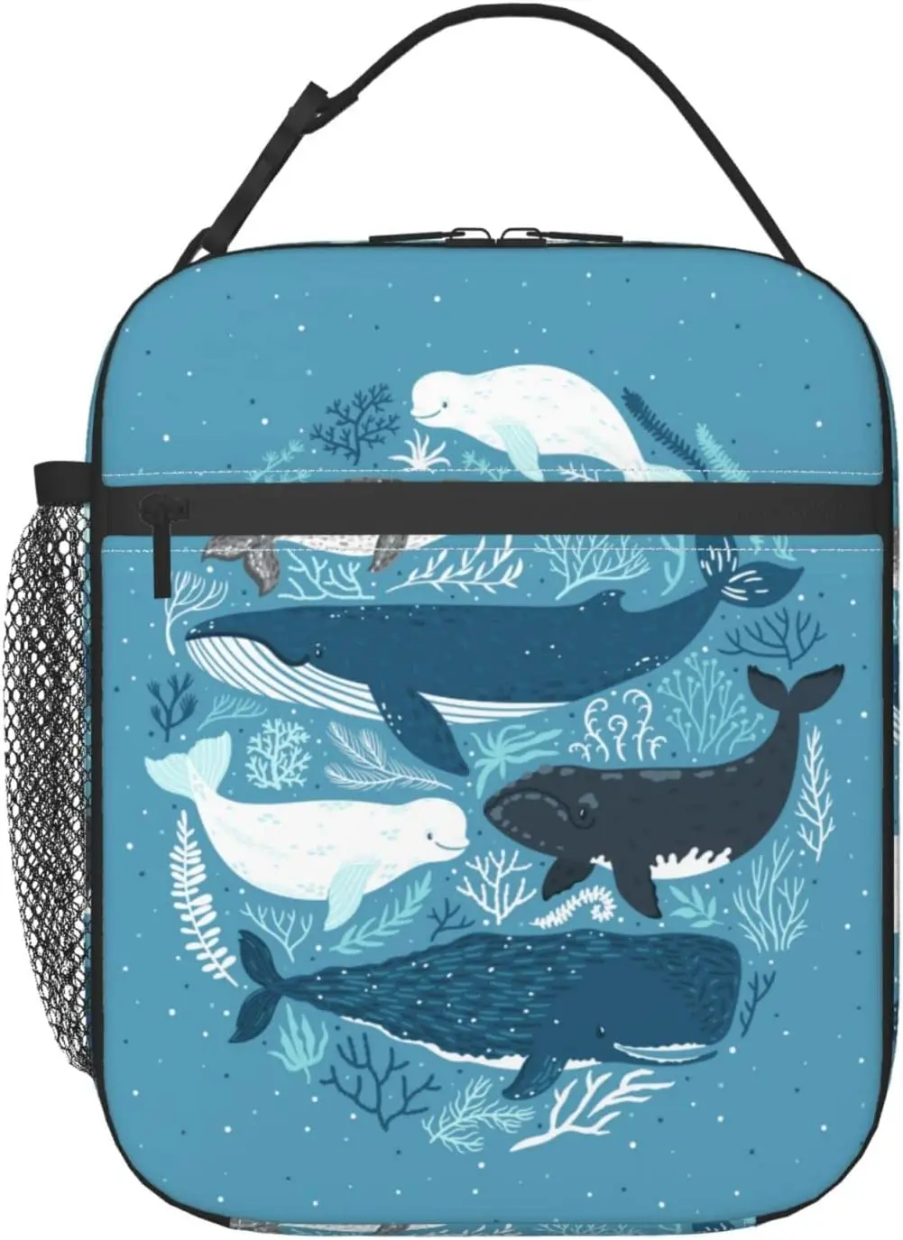 

Ocean Whale Sea Animals Lunch Bag Insulated Lunch Box Reusable Lunchbox Waterproof Portable Lunch Tote for Men Boys Girls