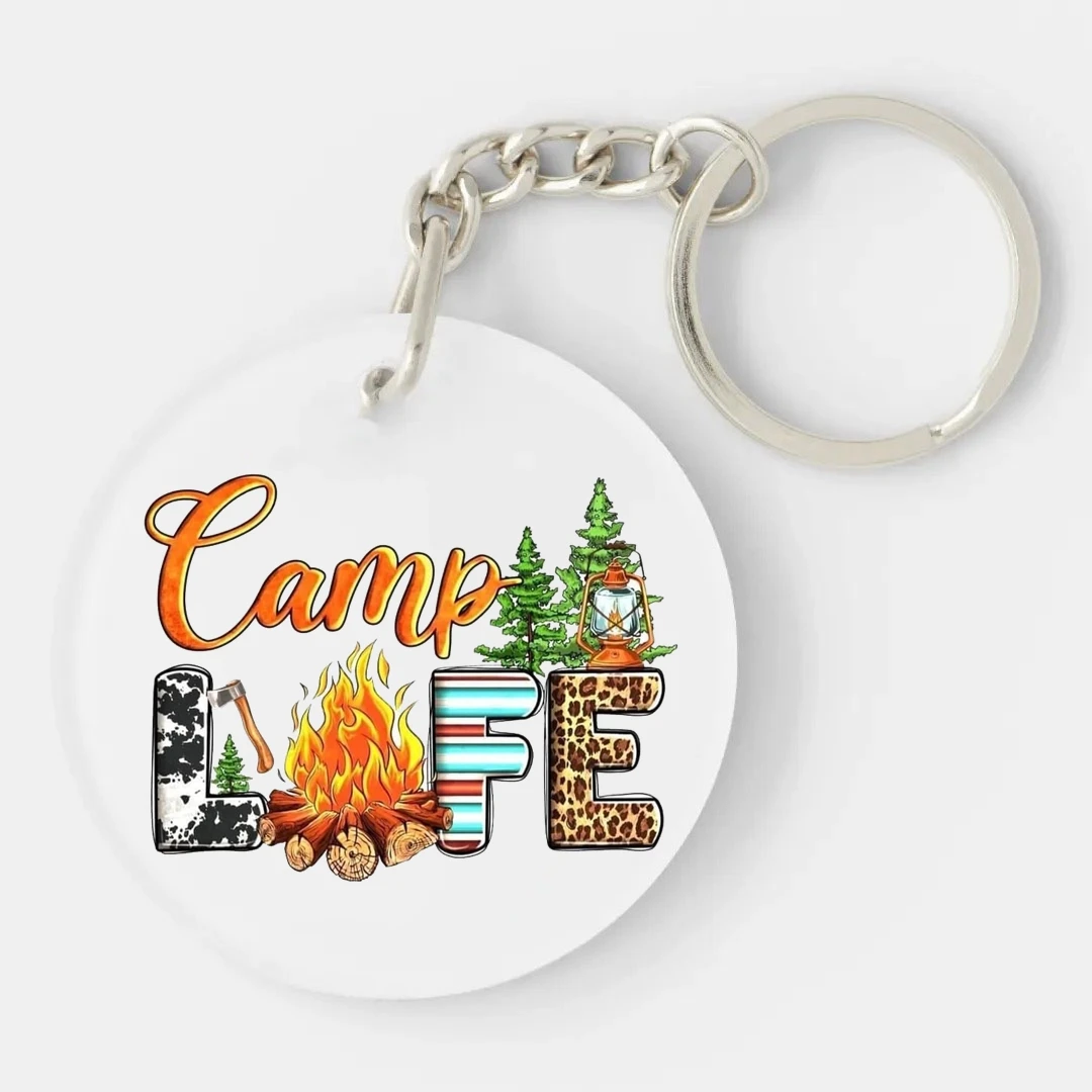 

2023 Popular Camp Life Theme Keychain Stainless Steel Keychain