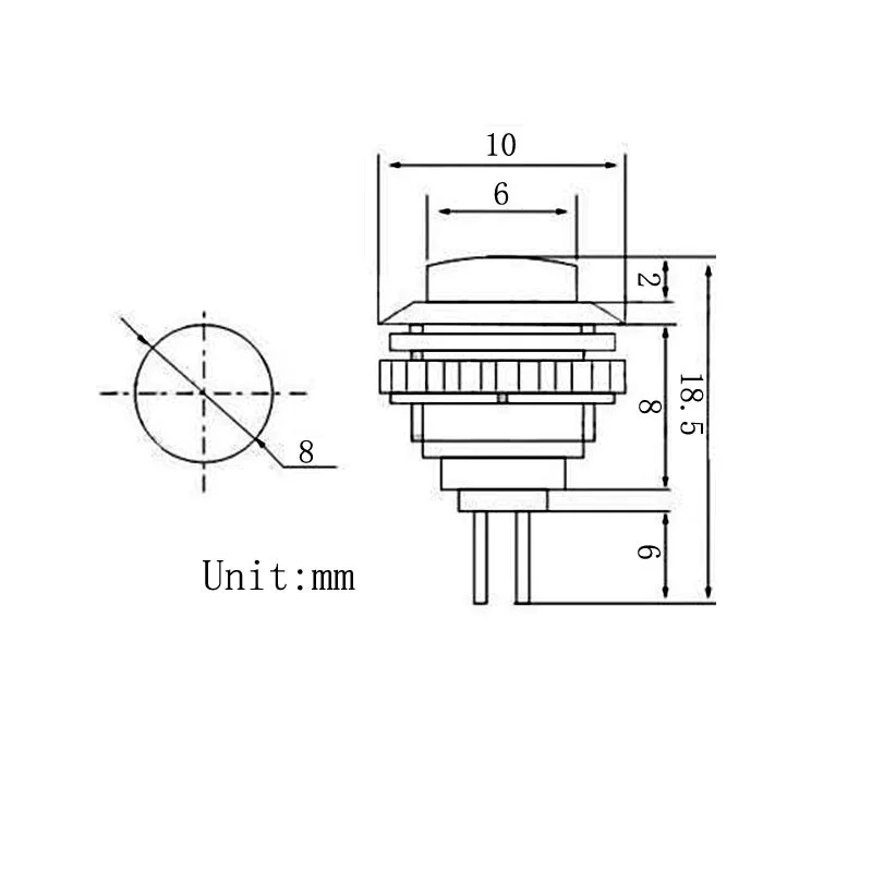 DS-101 8 мм 2-контактный кнопочный переключатель Микро-Блокировка самосброс панель