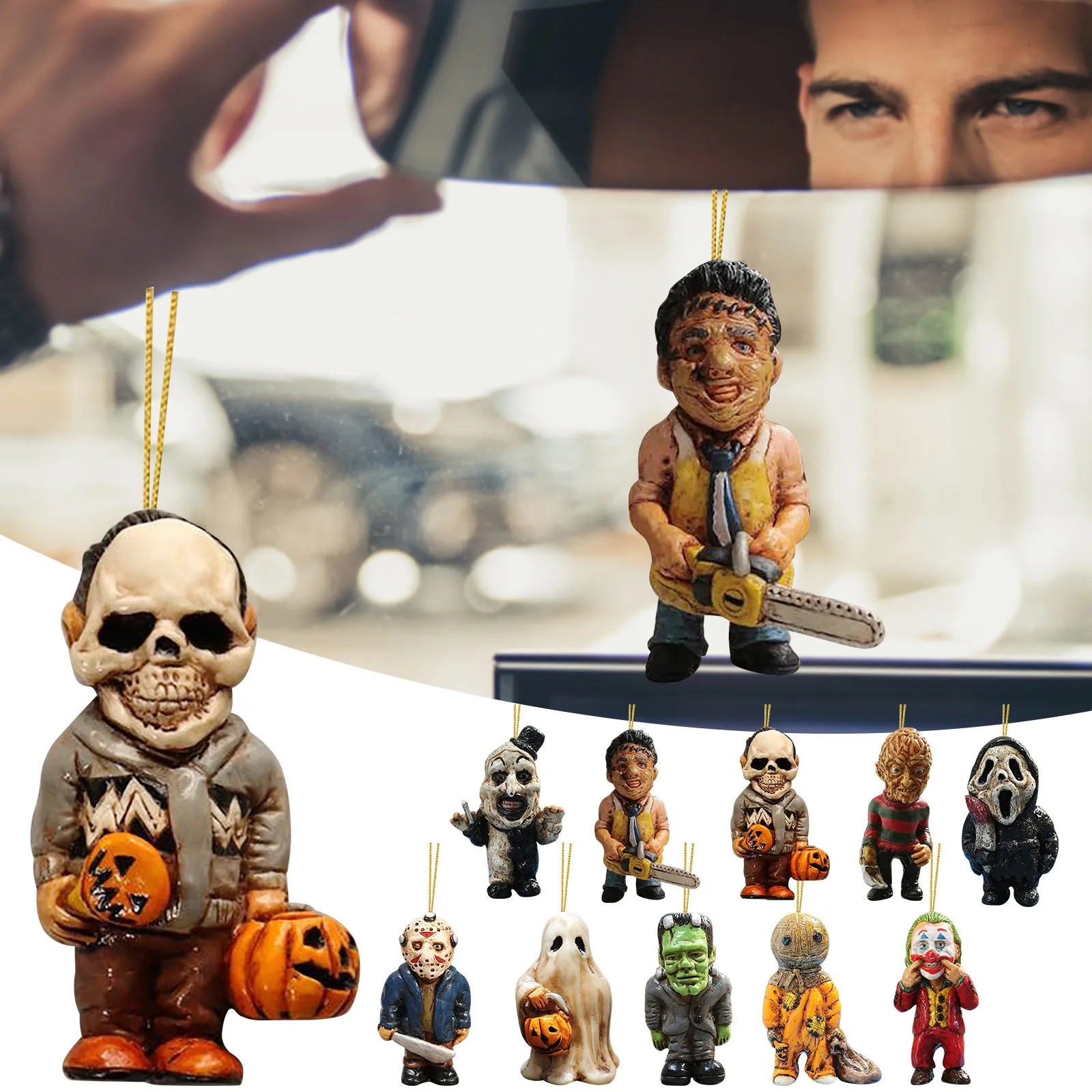 

2022 DIY Horror Movie Ornament For Christmas Tree Decoration Car Rearview Mirror Pendant Crafts Collection adornos de navidad